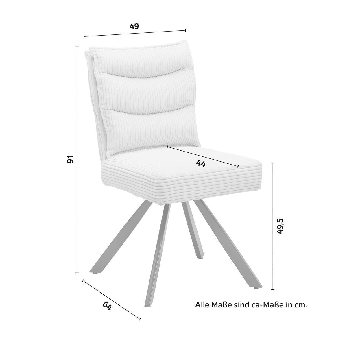 Stol Fina, Bež, Rebrasti Žamet - temno siva/bela, Moderno, kovina/tekstil (49/91/64cm) - Bessagi Home