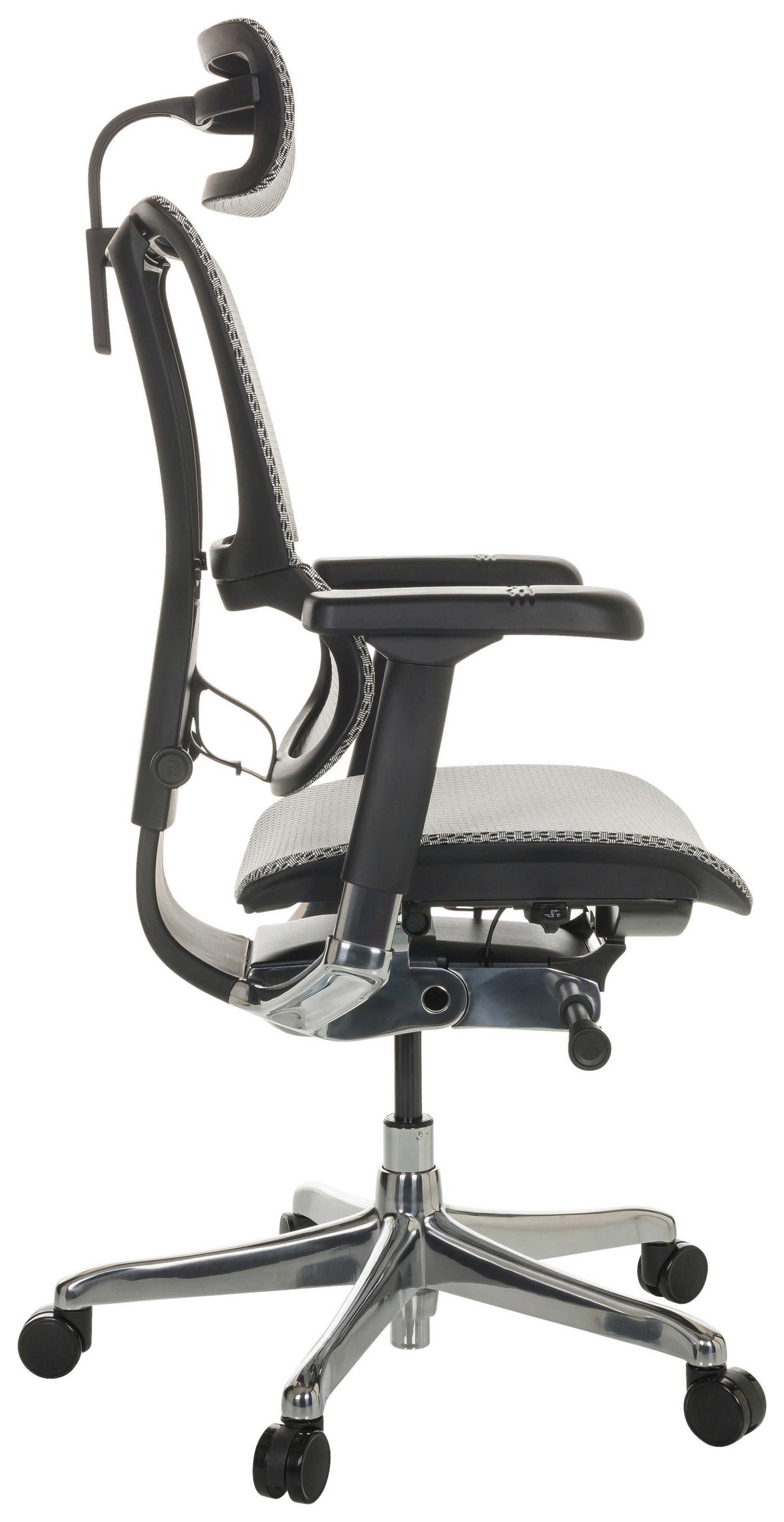 Drehstuhl Ergohuman Slim Hellgrau ca. 69x116-138x66cm - Silberfarben/Hellgrau, Basics, Kunststoff/Textil (69/116-138/66cm) - MID.YOU