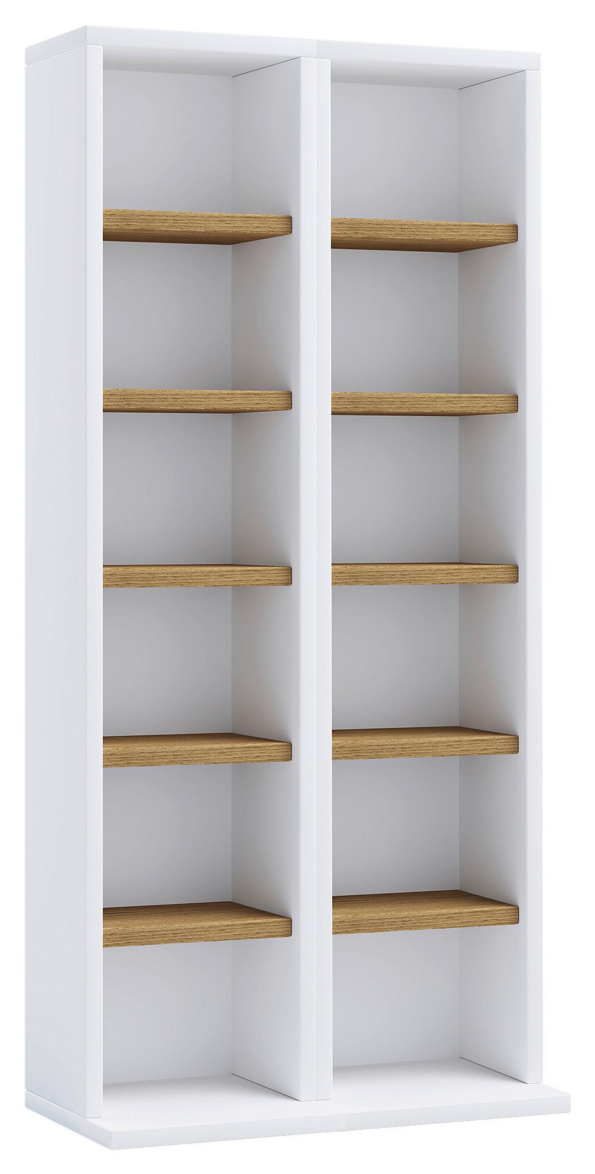 Regal Milano, Bela, Barva Hrasta - bela/medeni hrast, Design, leseni material (42/91,8/20cm) - MID.YOU