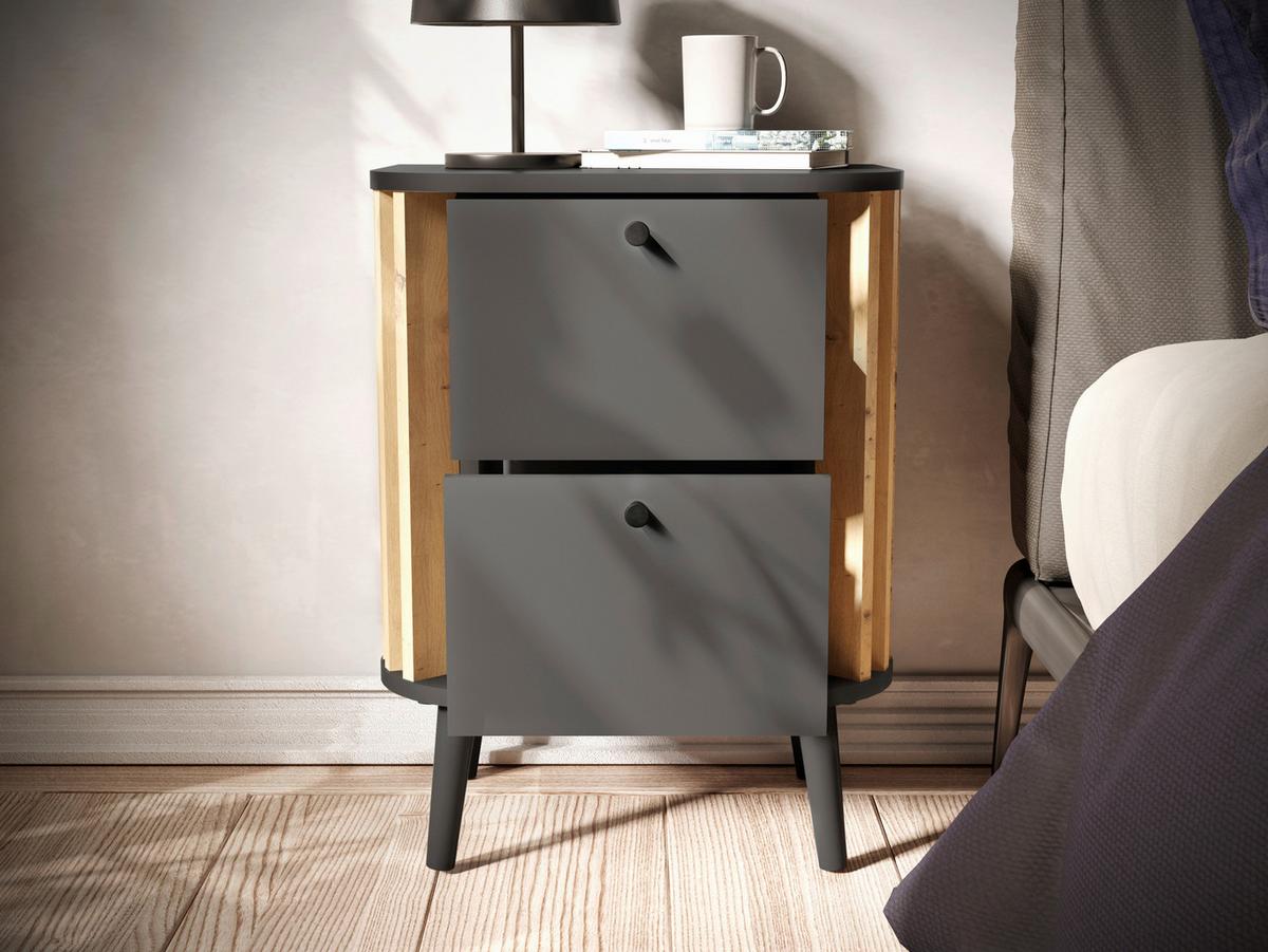 Nachtkästchen in Grau - Grau, Design, Holzwerkstoff (45/60/33cm) - Premium Living