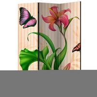 Paravan Vintage Lilly, 3-Delni, Dvostranski - večbarvno, Basics, tekstil/les (135/172/3cm) - artgeist