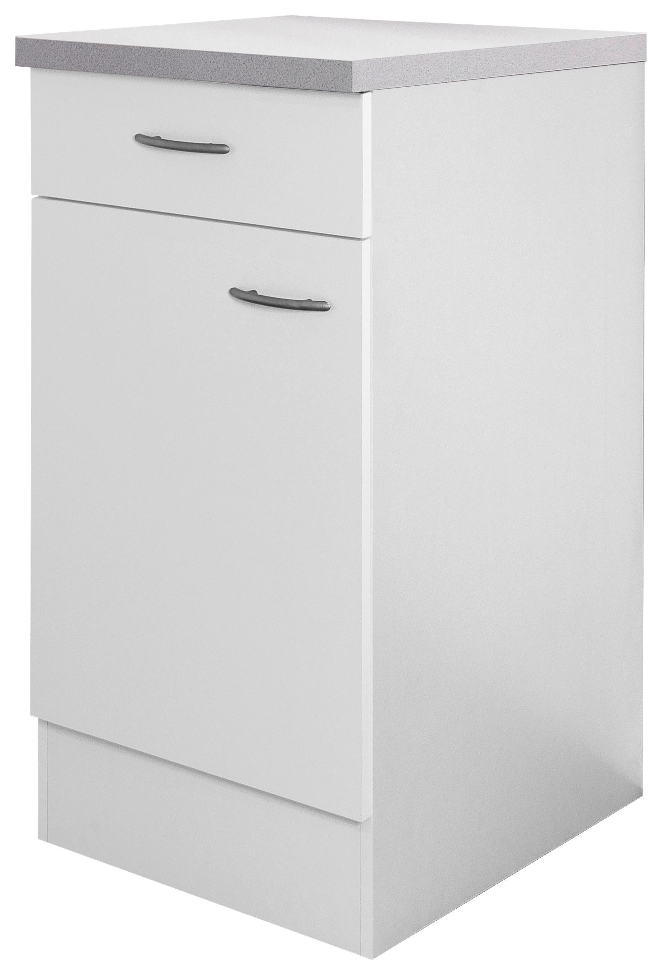 Küchenunterschrank in Weiss 'Wito' - Edelstahlfarben/Hellgrau, Holzwerkstoff/Kunststoff (40/85/60cm) - FlexWell