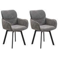 STUHL-SET RICO - Dunkelgrau/Schwarz, MODERN, Textil/Metall (61/90/63cm) - MID.YOU