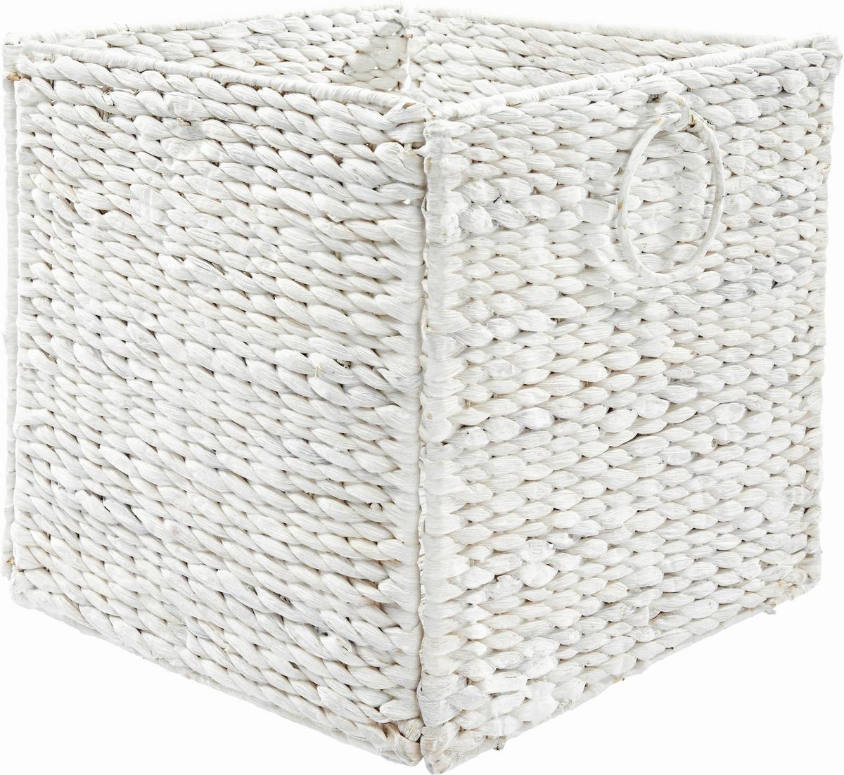 Regalkorb Bea in Weiß - Weiß, ROMANTIK / LANDHAUS, Naturmaterialien/Metall (33/32/33cm) - Zandiara
