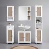 BADRUMSSPEGEL LISA - vit/naturfärgad, Modern, trämaterial/glas (61/70/13cm) - Bessagi Home