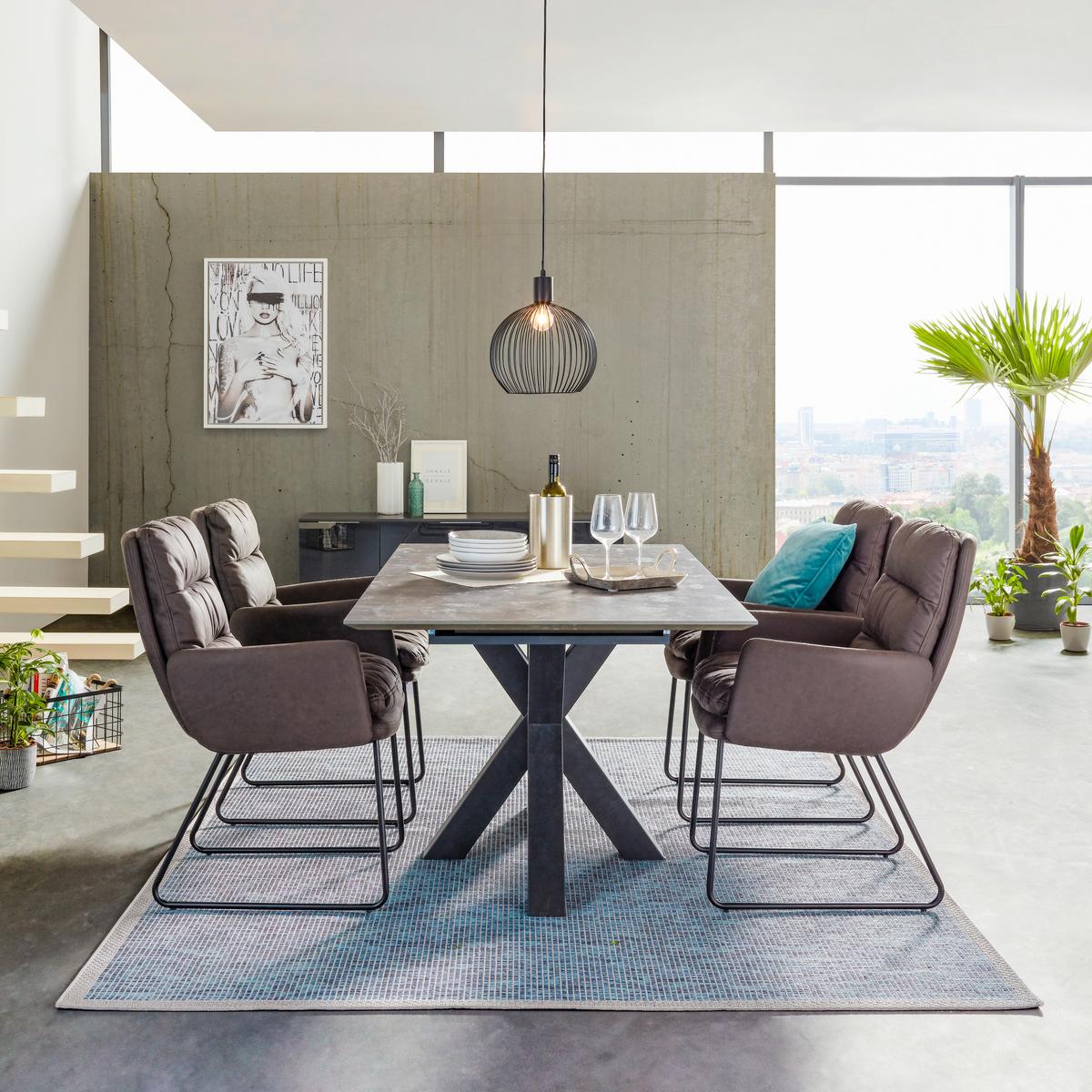 Masă sufragerie Luzern - grafit, Modern, material pe bază de lemn (160-210/75/90cm) - Mömax