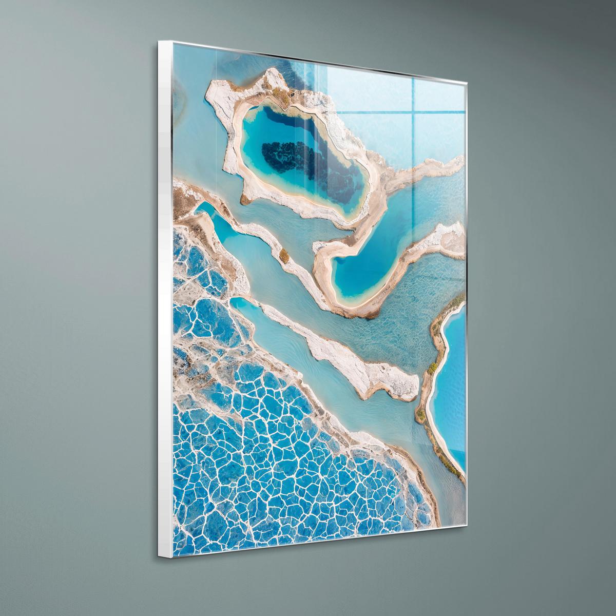 Glasbild Blau/Beige ca. 80x120cm - Blau/Beige, Basics, Glas/Holz (80/120cm)