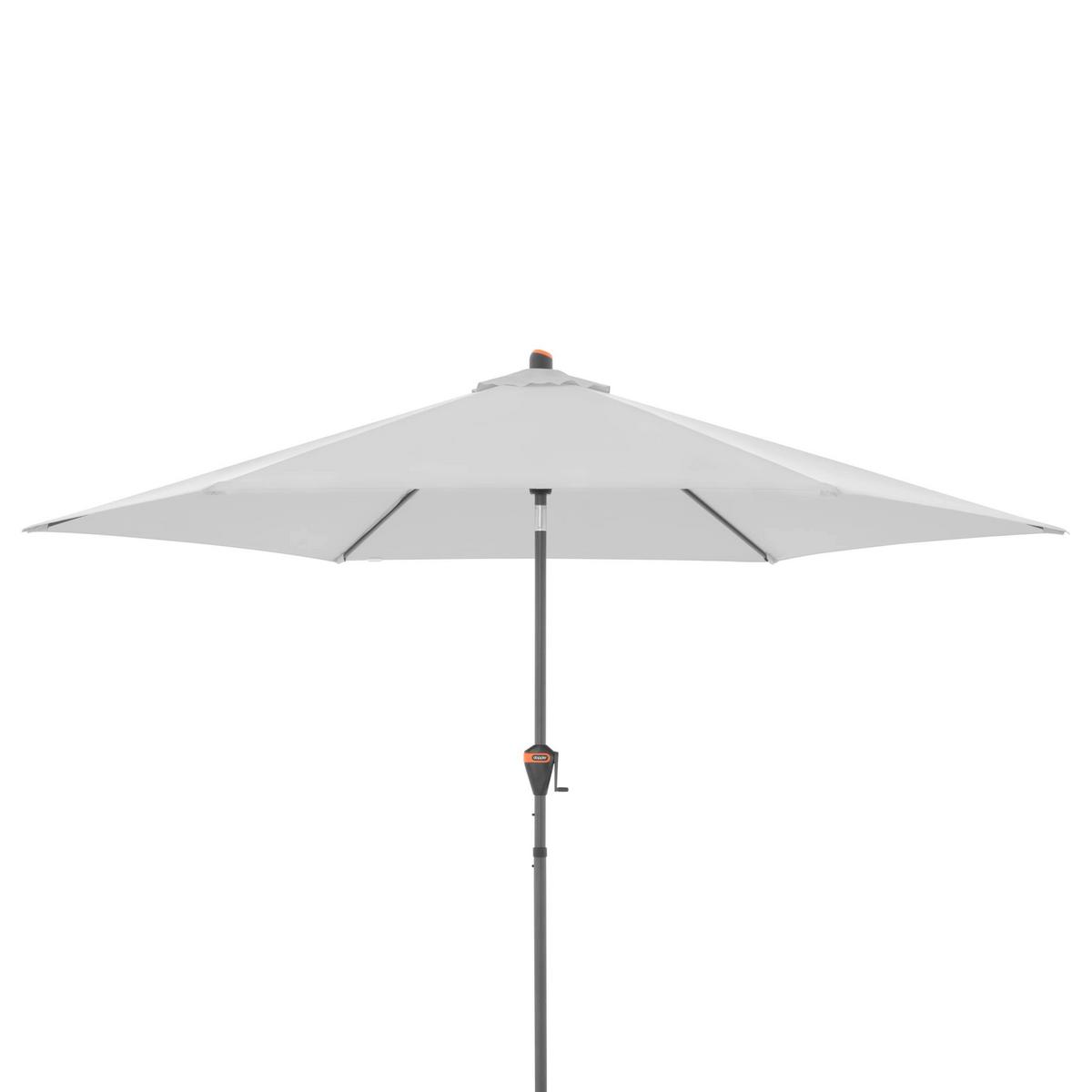 Sonnenschirm Myzone Rund Auto Hellgrau ca. 305cm - Anthrazit/Hellgrau, Basics, Textil/Metall (305cm) - Doppler
