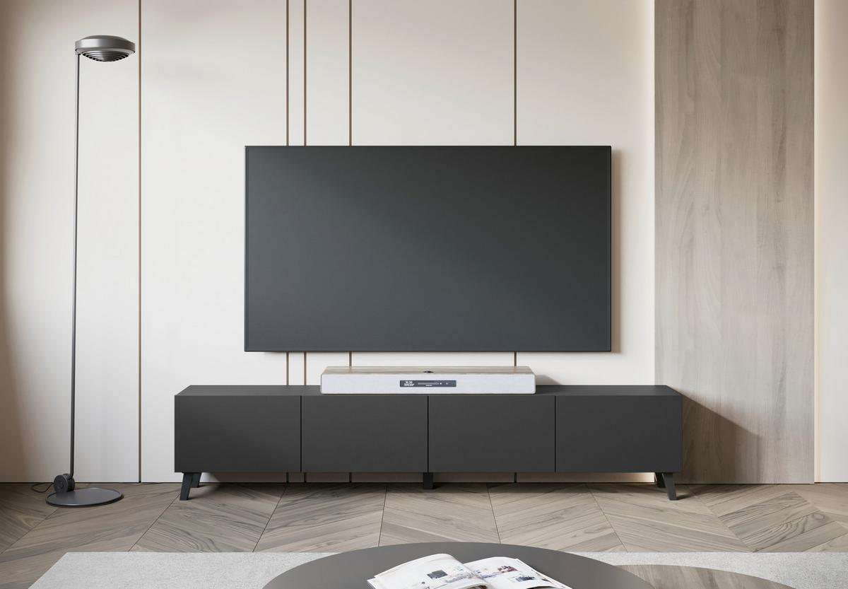 Nizka Omarica Phuket, Črna Mat - črna, Design, umetna masa/leseni material (190/40/32cm) - Livetastic