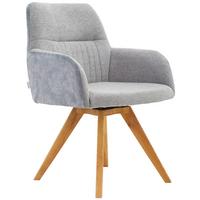 KRZESŁO Z PODŁOKIETNIKAMI VERONA - kolor dębowy/jasnoszary, Konventionell, drewno/tkanina (61/88/69cm) - Linea Natura