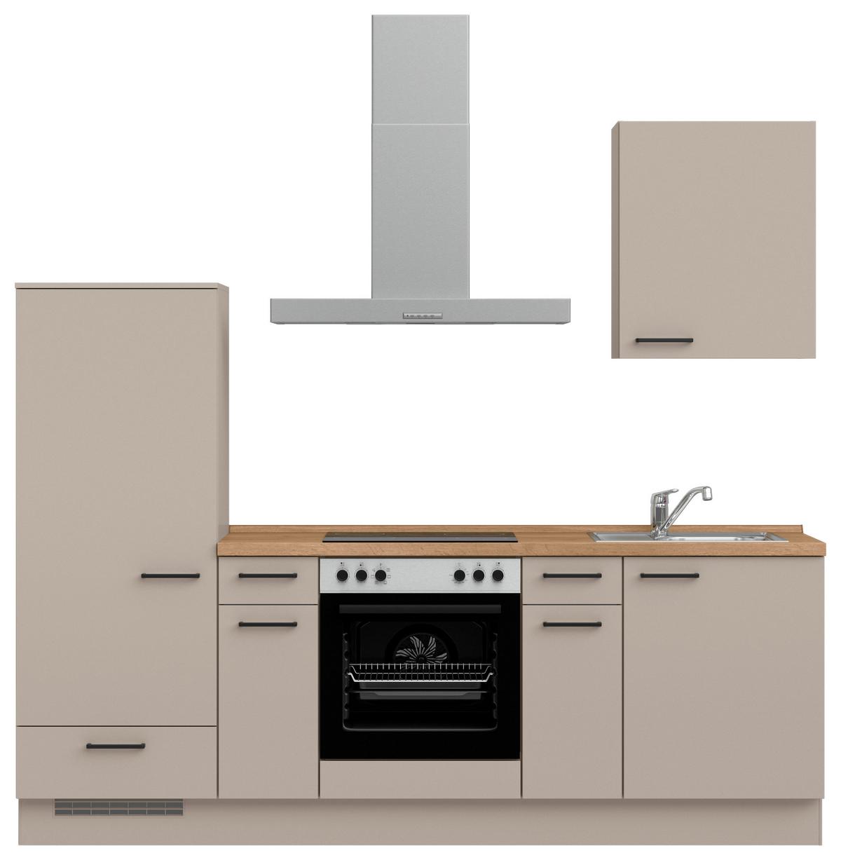 Küchenleerblock Easytouch Low o. Geräte Sandfarben - Sandfarben/Eichefarben, MODERN, Holzwerkstoff/Metall (240cm) - Nobilia