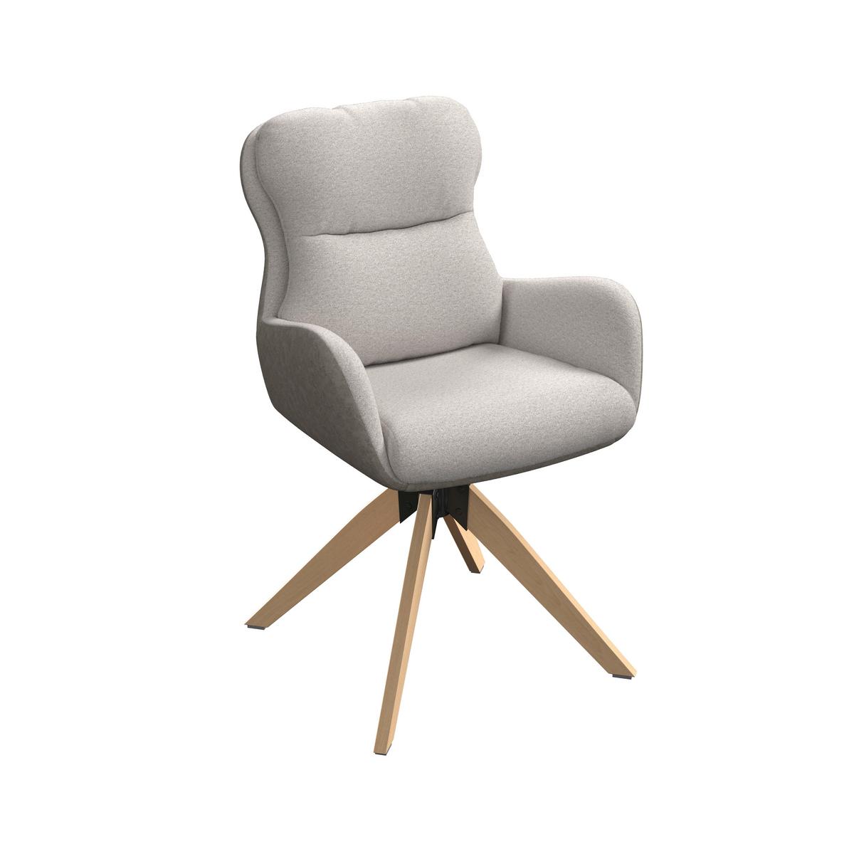 Armlehnstuhl Neelia Greige Webstoff Drehbar Gepolstert - Greige/Naturfarben, MODERN, Holz/Textil (71/60/94cm) - Bessagi Home