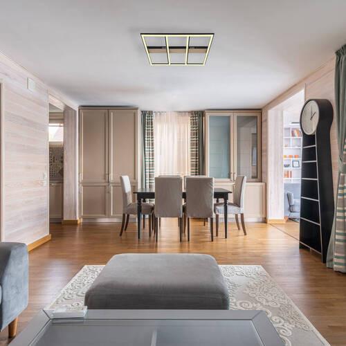 LED-Deckenleuchte Froomy Schwarz/Dunkelbraun max.48Watt - Dunkelbraun/Opal, Natur, Holzwerkstoff/Kunststoff (60/60/5,5cm) - Globo