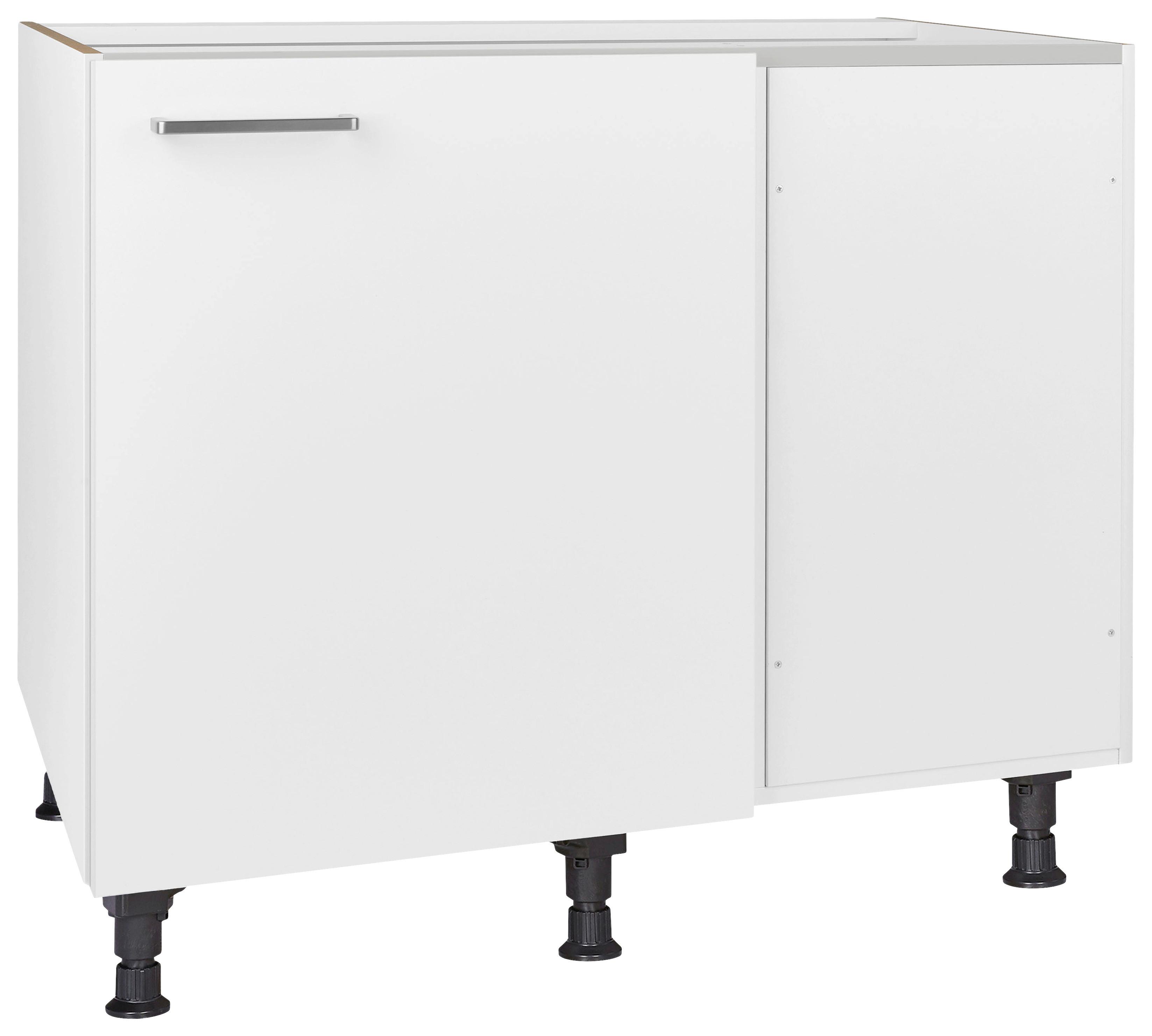 Eckunterschrank Touch Weiß - Edelstahlfarben/Weiß, MODERN, Holzwerkstoff/Metall (125/87/65cm) - Nobilia