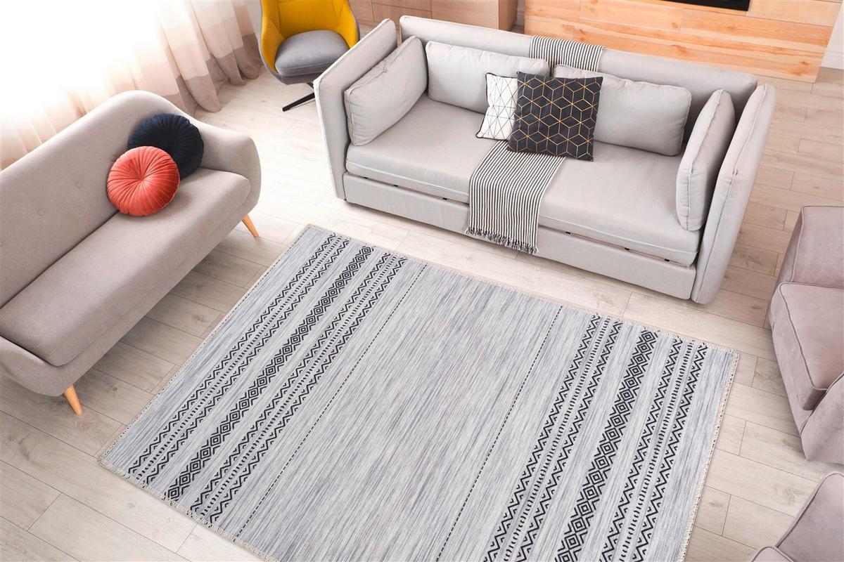 FLACHWEBETEPPICH MAYA 100 GRAU 120CM X 180CM - Grau, Basics, Textil (120/180cm) - Kayoom