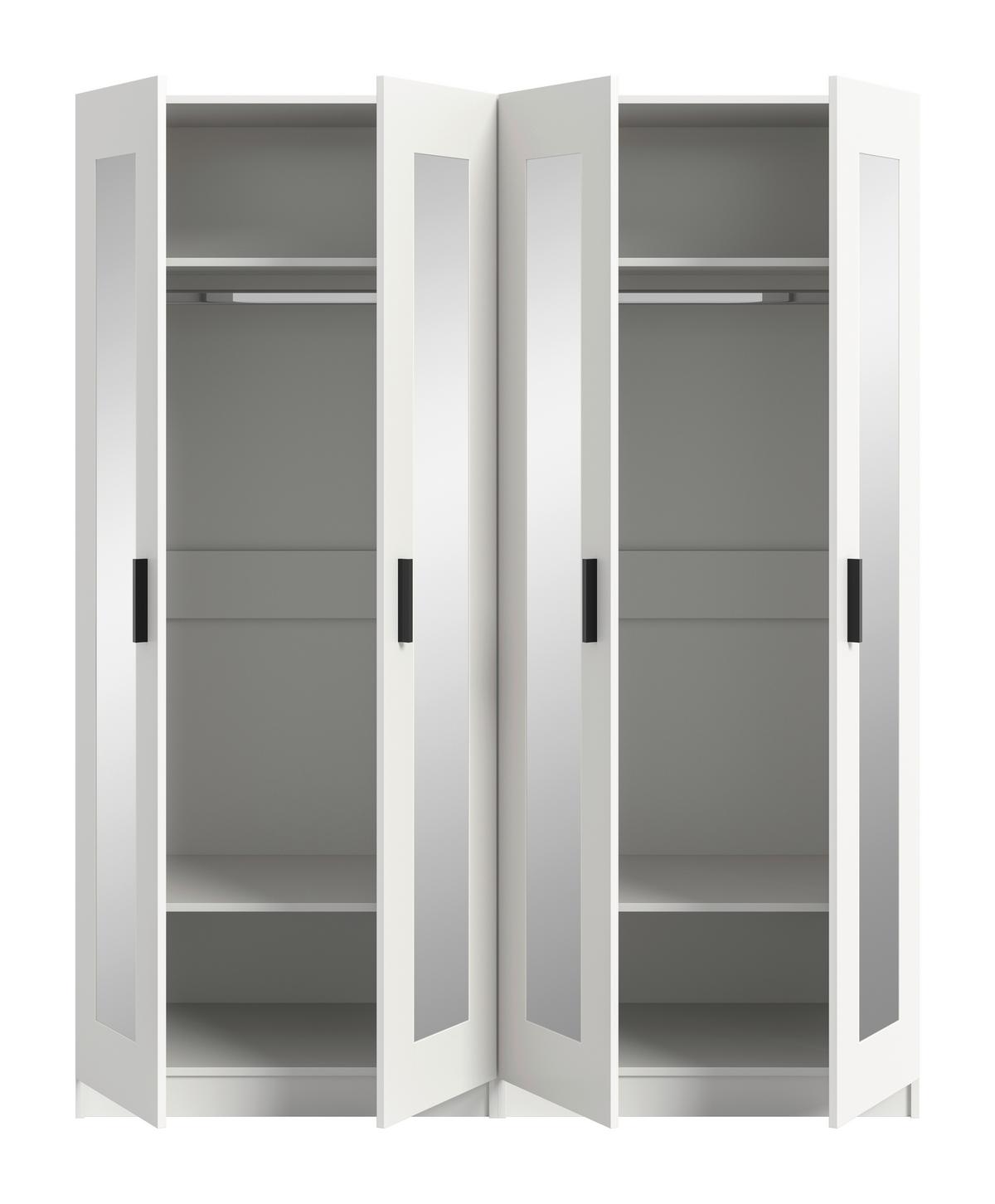 Drehtürenschrank Visby Weiß - Schwarz/Weiß, ROMANTIK / LANDHAUS, Holzwerkstoff/Kunststoff (160/194/56cm) - Livetastic