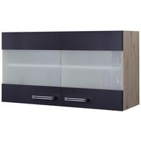Küchenoberschrank Anthrazit/Eiche - Edelstahlfarben/Eichefarben, MODERN, Holzwerkstoff/Metall (100/54/32cm) - FlexWell