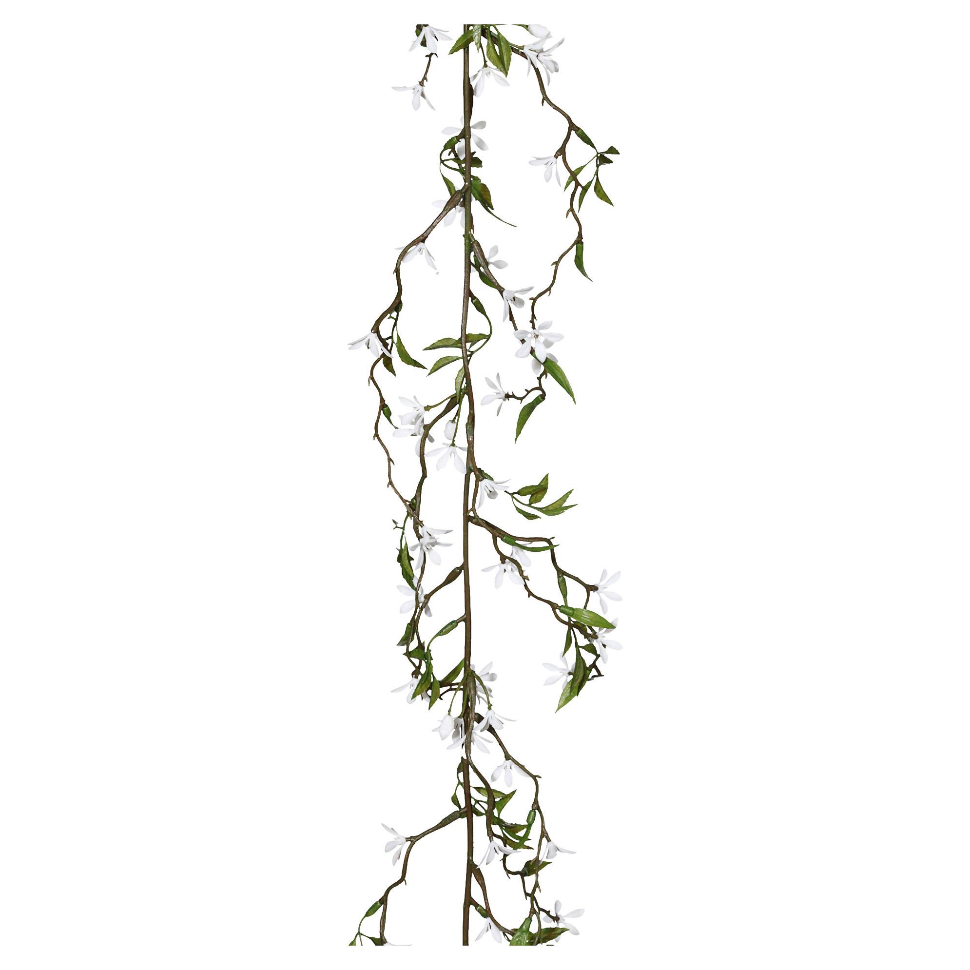 Kunstpflanze Jasmingirlande I Grün/Weiß - Weiß/Braun, KONVENTIONELL, Kunststoff (180cm) - Mömax