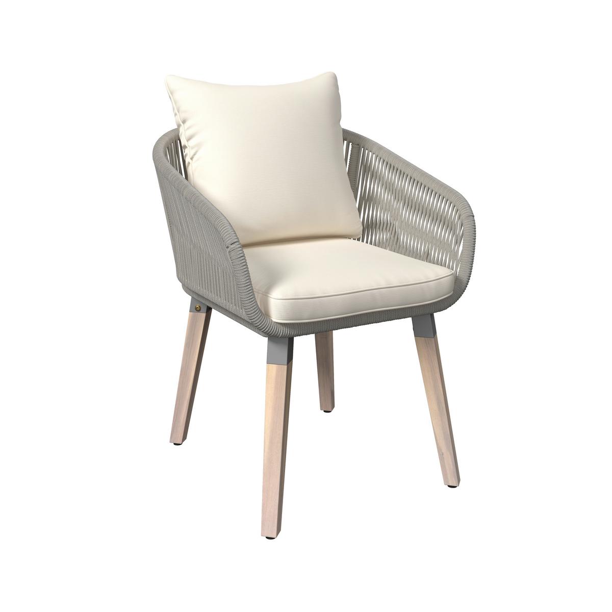 Loungegarnitur Elodie Grau Echtholz/Textil - Greige/Creme, Modern, Holz/Kunststoff - Bessagi Garden