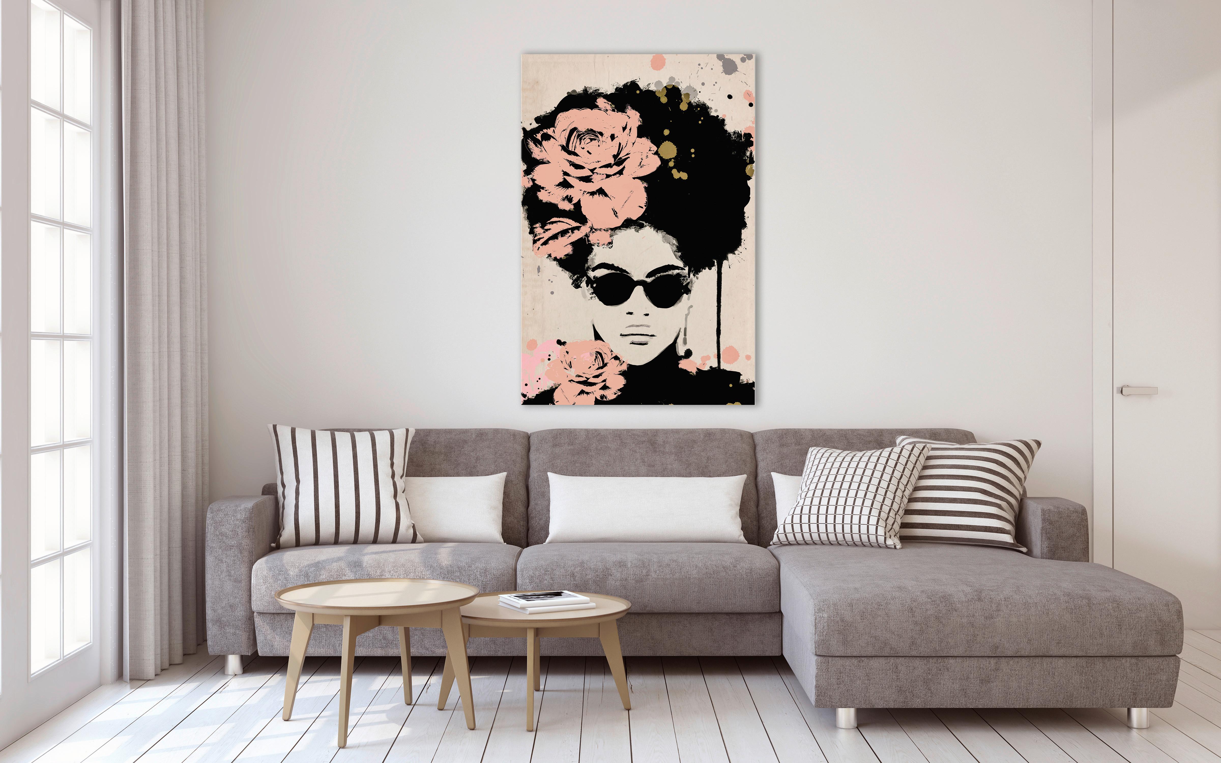 Slika U Blind Ramu Desteny - svetloružičasta/bež, Osnovno, pločasti materijal (100/150/3.00cm) - Modern Living