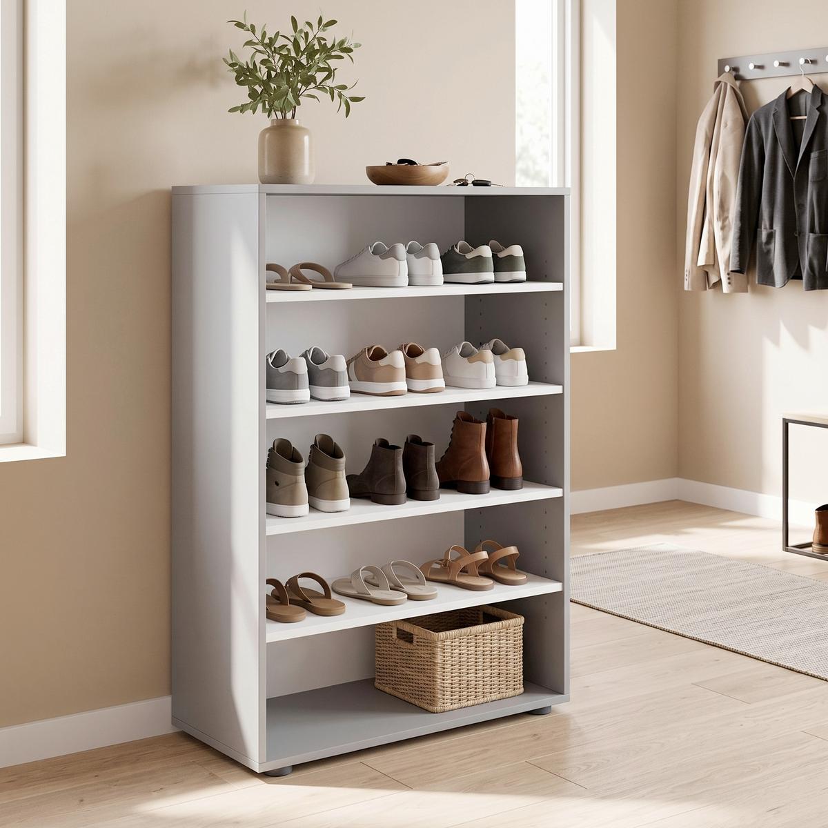 Schuhregal Lona XL ca.70x110x37cm Grau - Grau, KONVENTIONELL, Holzwerkstoff (70/110/37cm) - MID.YOU