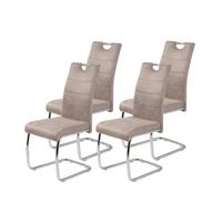 Schwingstuhl-Set Flora 4er-Set Beige - Chromfarben/Beige, MODERN, Textil/Metall (43/98/59cm) - MID.YOU