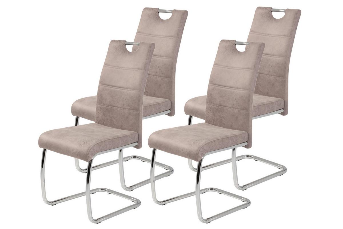 Schwingstuhl-Set Flora 4er-Set Beige - Chromfarben/Beige, MODERN, Textil/Metall (43/98/59cm) - MID.YOU