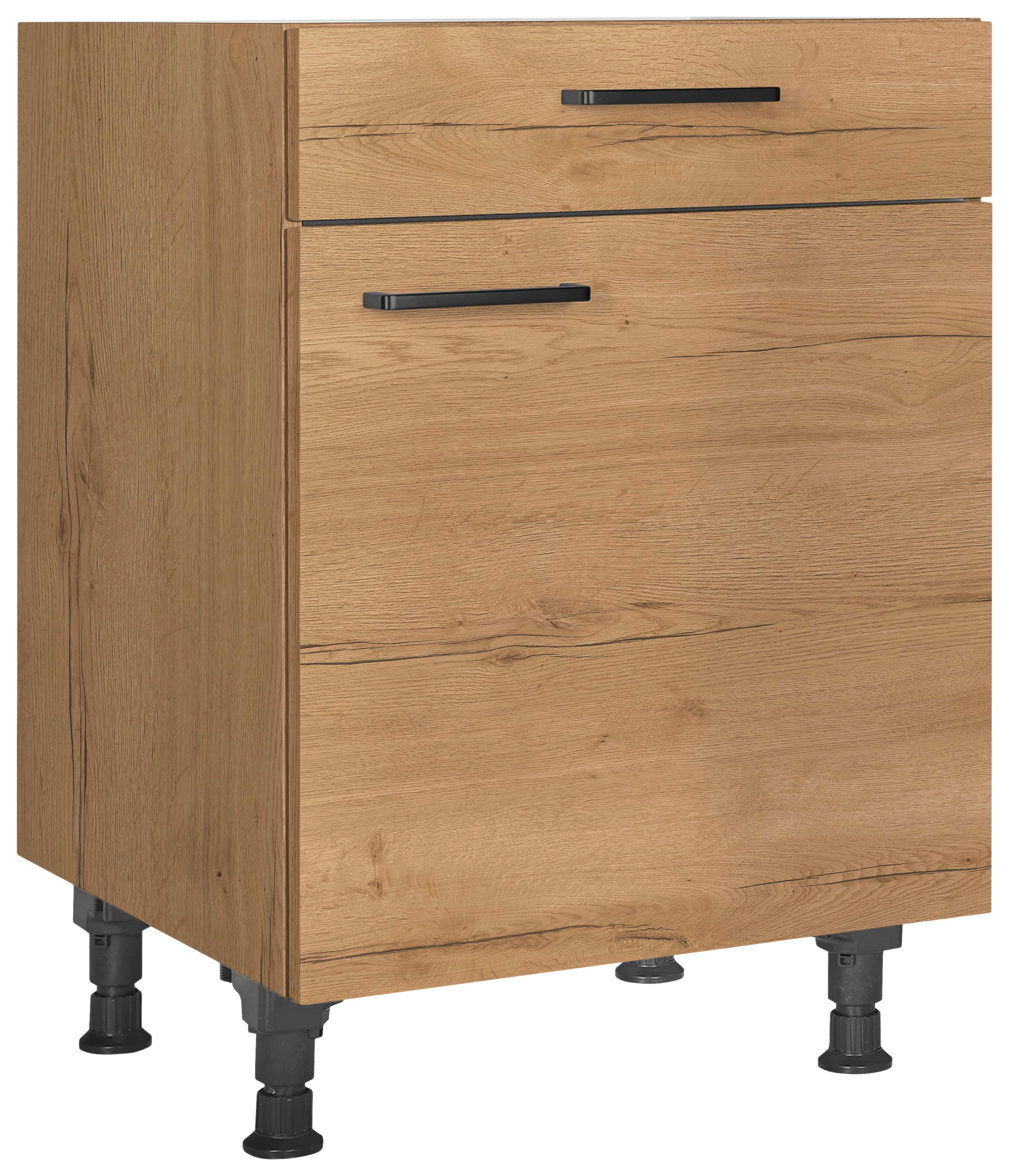 Schubkastenunterschrank Structura Eiche - Eichefarben/Schwarz, MODERN, Holzwerkstoff/Metall (60/87/56cm) - Nobilia