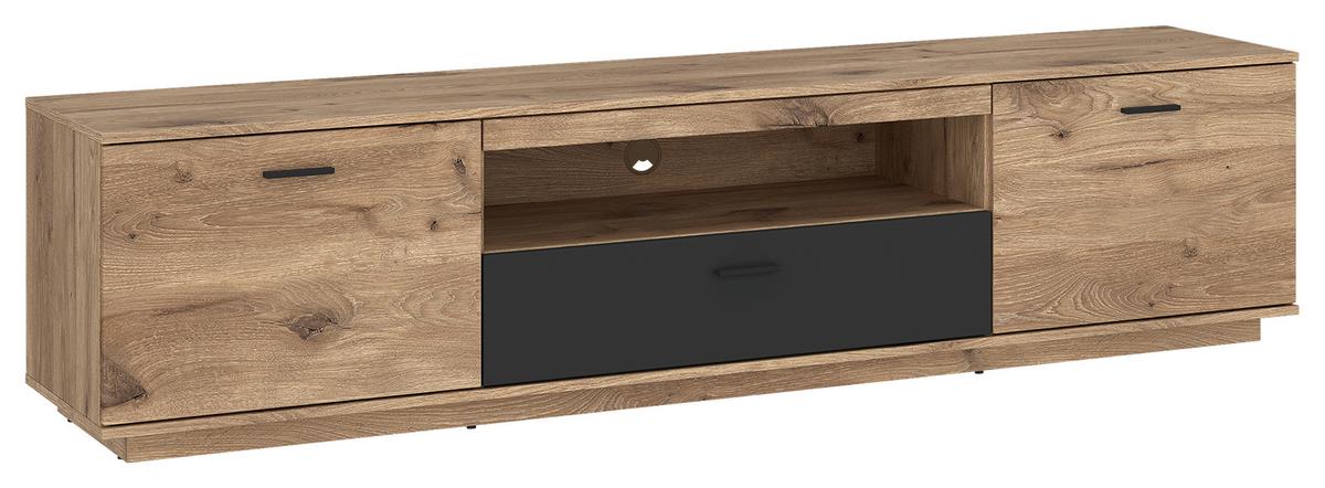 Comodă TV PARDOO - culoare lemn stejar/antracit, Trend, material pe bază de lemn (210/51,9/50cm) - Modern Living