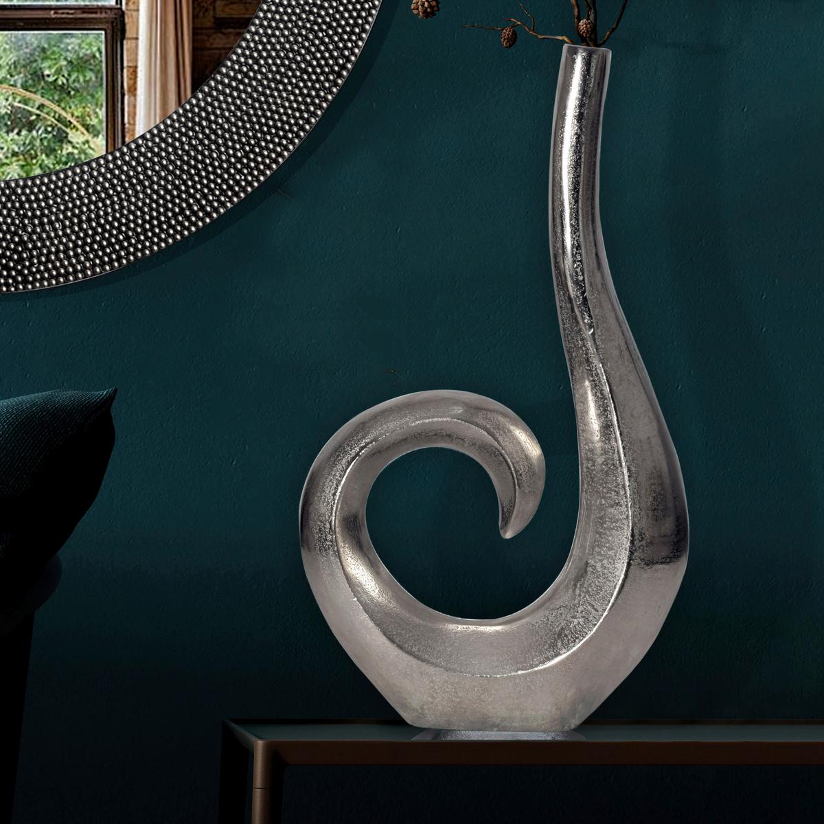 DEKOVASE DEKOVASE SPIRALE SILBER - Silberfarben, Design, Metall (26/47/8cm) - Livetastic
