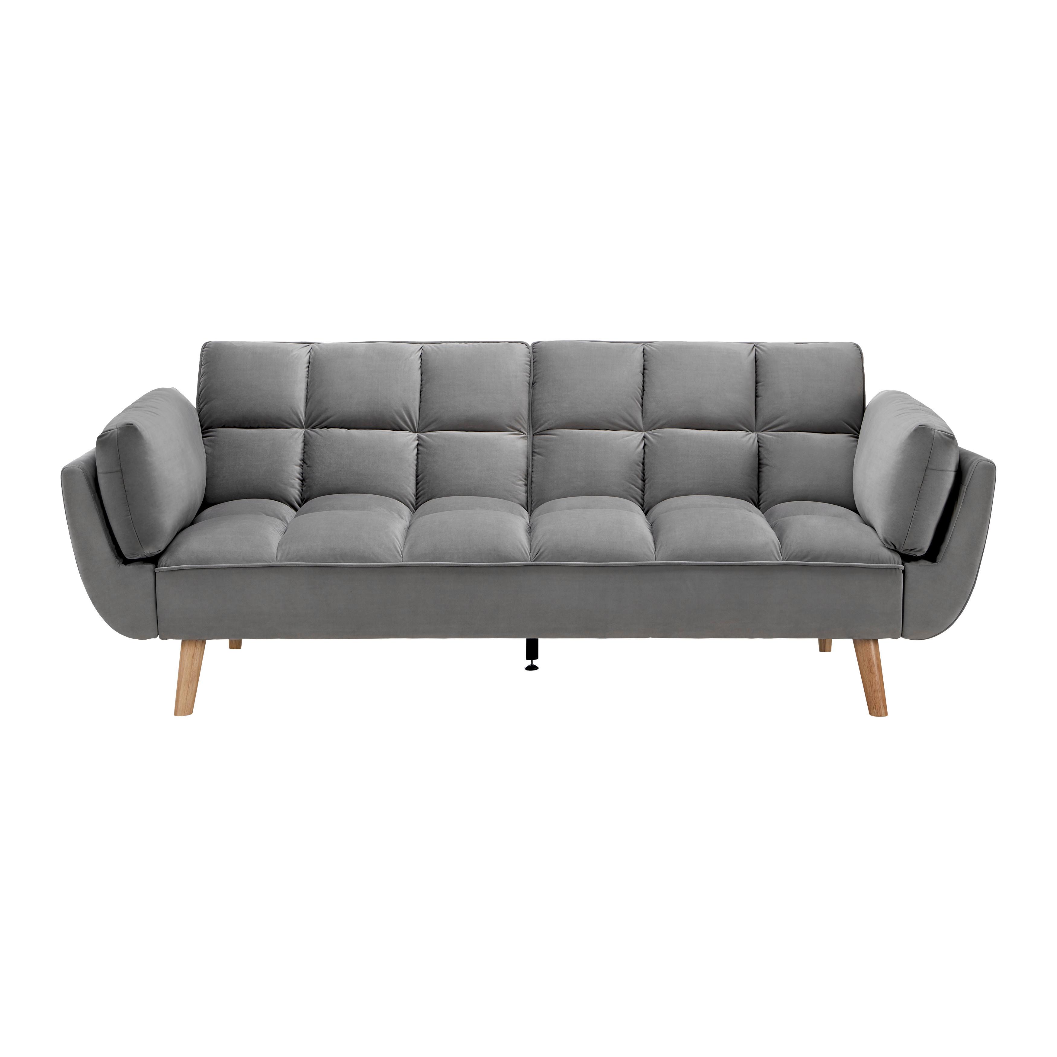 Bettsofa CORA grau CORA - Naturfarben/Grau, Modern, Holz/Textil (214/92/81cm) - Bessagi Home