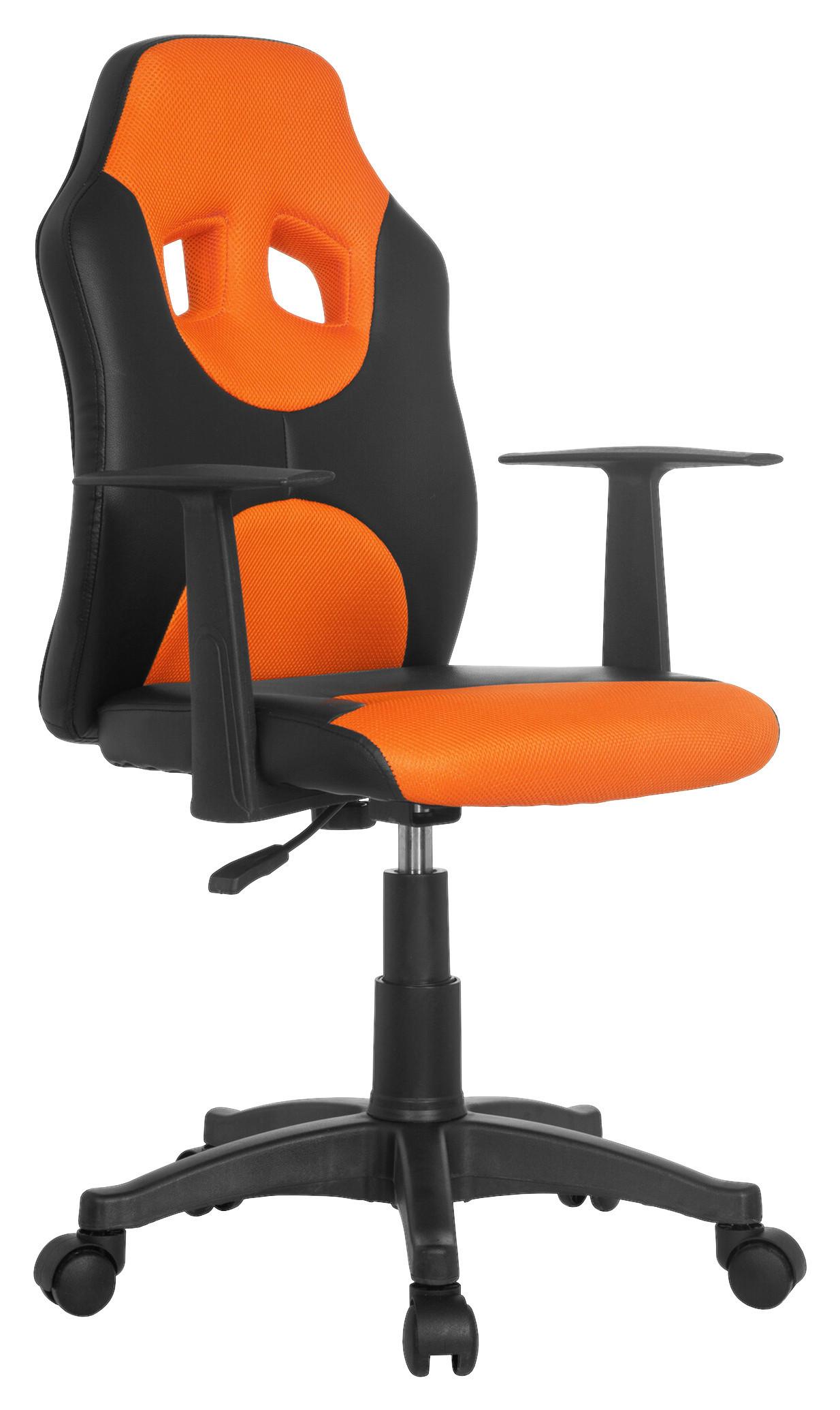 Jugenddrehstuhl Kid Racer ca. 54x90-100x48cm Orange,Schwarz - Schwarz/Orange, Basics, Kunststoff (54/90-100/48cm) - MID.YOU