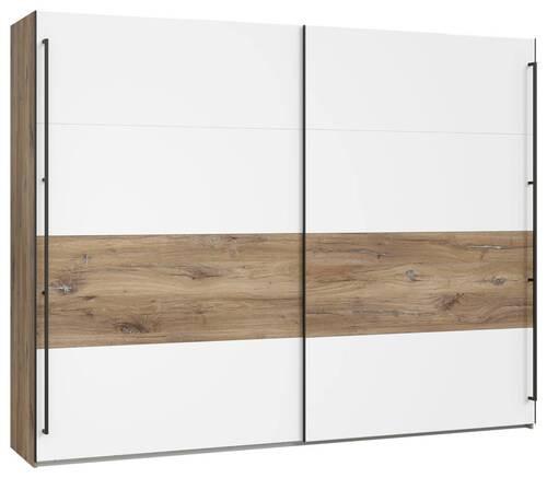 Omara Z Drsnimi Vrati Kya, Barva Hrasta, Bela, Š. 270 Cm - črna/barve hrasta, Moderno, kovina/leseni material (269,9/210,5/61,2cm) - Mömax