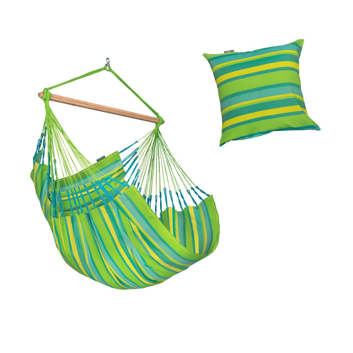 Hängesessel Comfort Hammock Echtholz Gelb/Grün - Gelb/Hellgrün, KONVENTIONELL, Holz/Textil (110/160/180cm) - La Siesta
