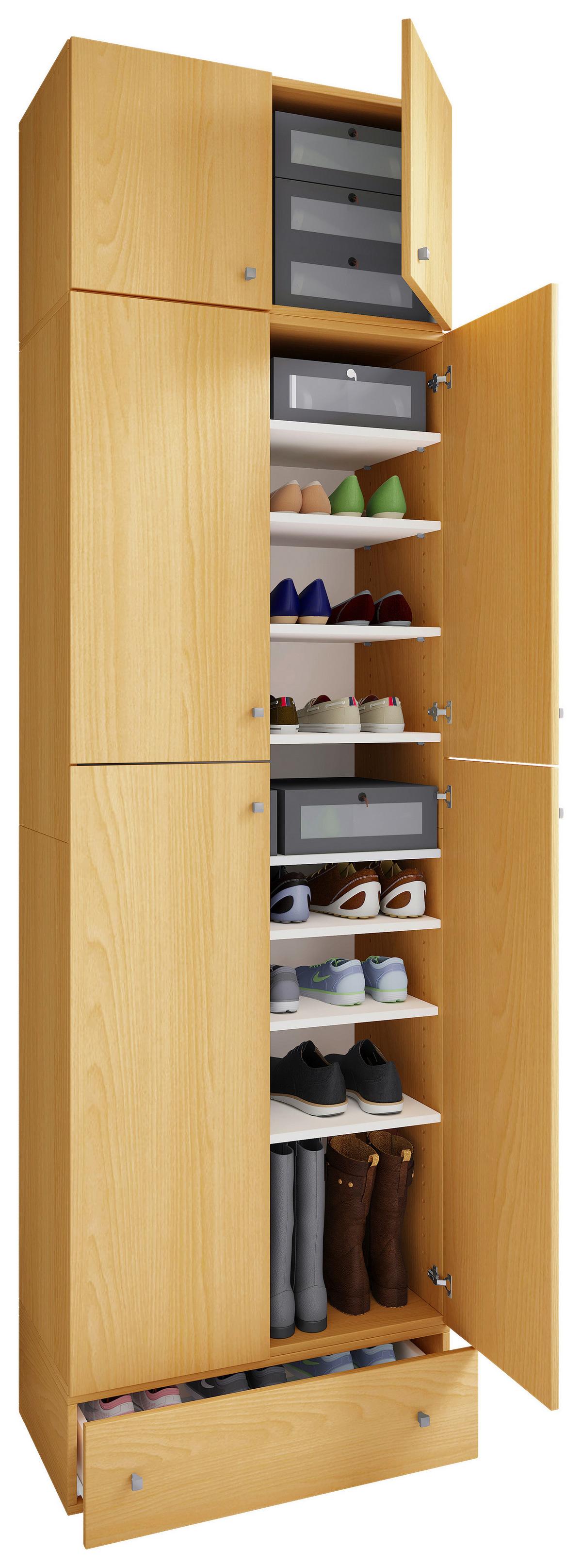 Schuhschrank Lona XXL ca.70x240x39cm Buchefarben - Buchefarben/Schwarz, MODERN, Holzwerkstoff/Kunststoff (70/240/39cm) - MID.YOU
