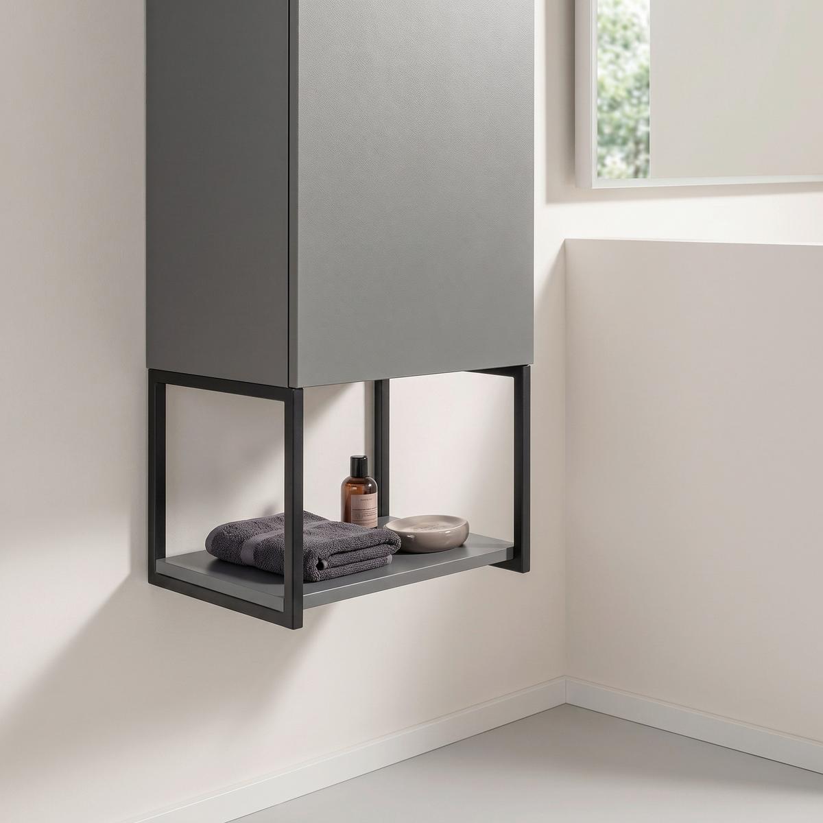 Badezimmerregal "New York", Grau/Schwarz 33x28 cm - Schwarz/Grau, MODERN, Holzwerkstoff/Metall (33/28/28cm) - MID.YOU