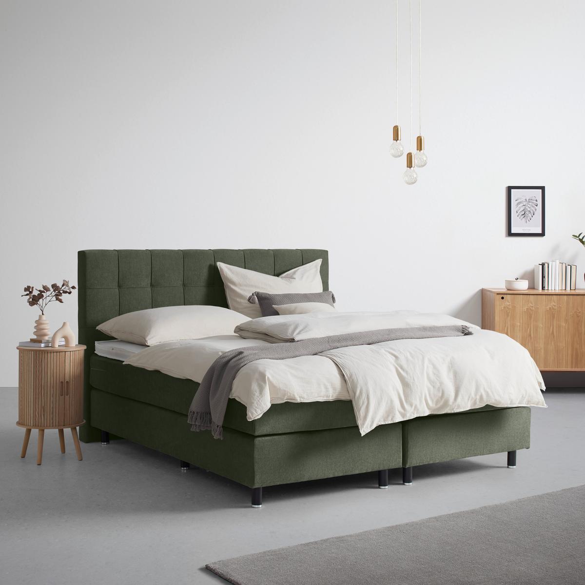 Boxspringbett Primo Dunkelgrün ca. 160x200cm - Dunkelgrün, KONVENTIONELL, Holz/Holzwerkstoff (160/200cm) - Premium Living