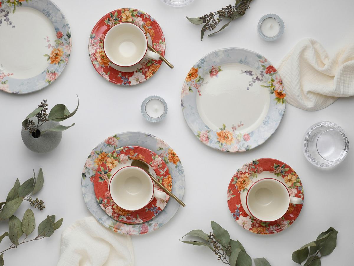 Kavni Servis Crimson Bunt, 18-Delni - večbarvno, Basics, keramika - Creatable