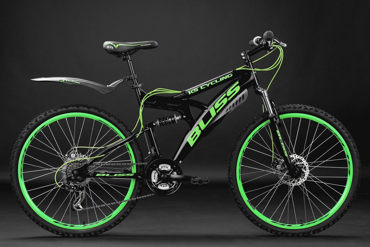 Mountainbike Fully 26" Bliss Grün RH 47cm - Schwarz/Grün, Basics, Metall - Atrigo