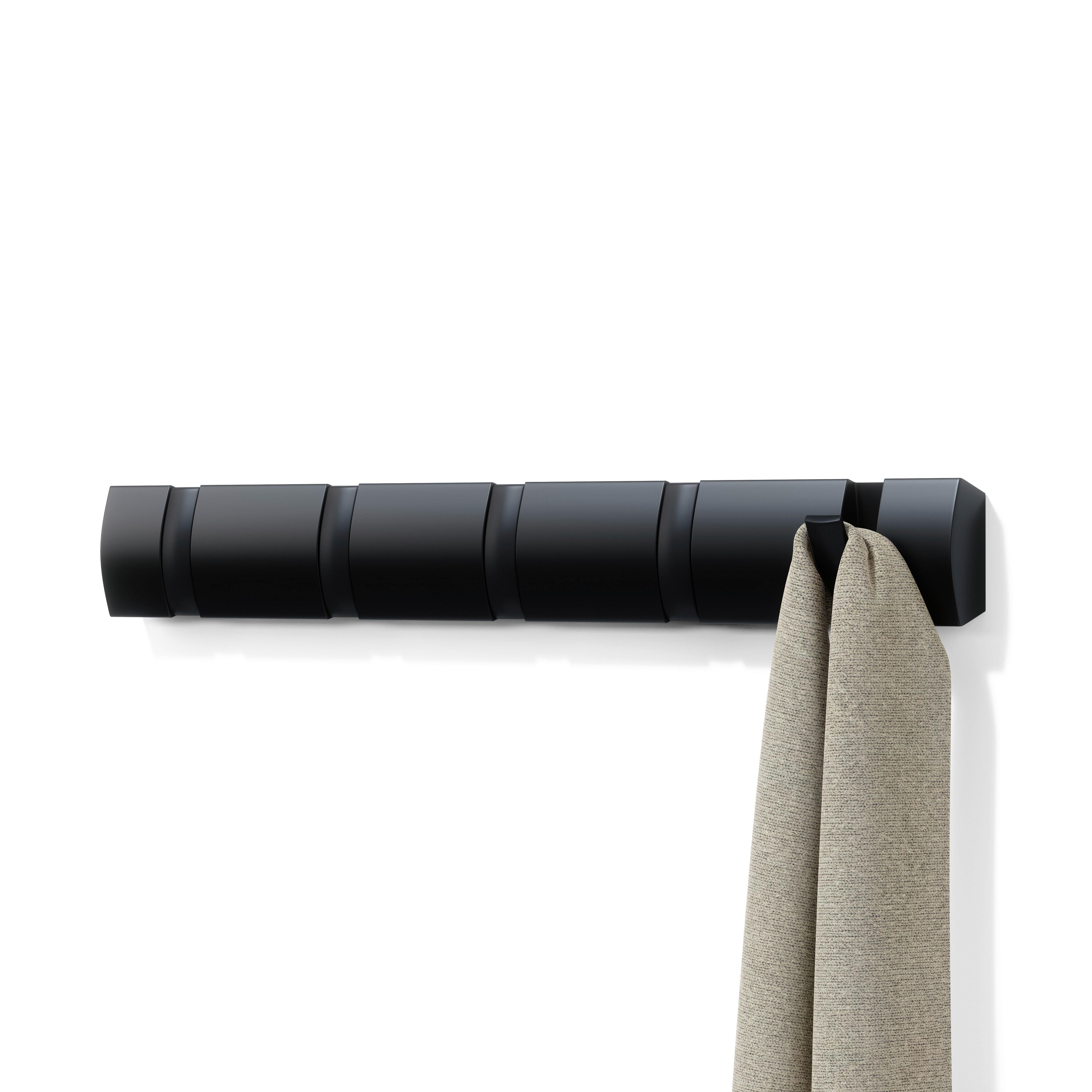 HAKENLEISTE FLIP 5 -SB- - Schwarz, MODERN, Holz/Kunststoff (51/6/3cm) - Mömax