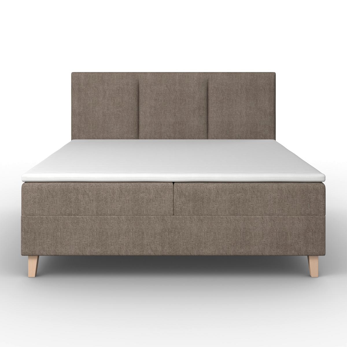 Lit Monza, env. 180/200 cm Braun inkl. Topper - couleur de chêne/marron, Modern, textile/bois (180/200cm) - Bessagi Home