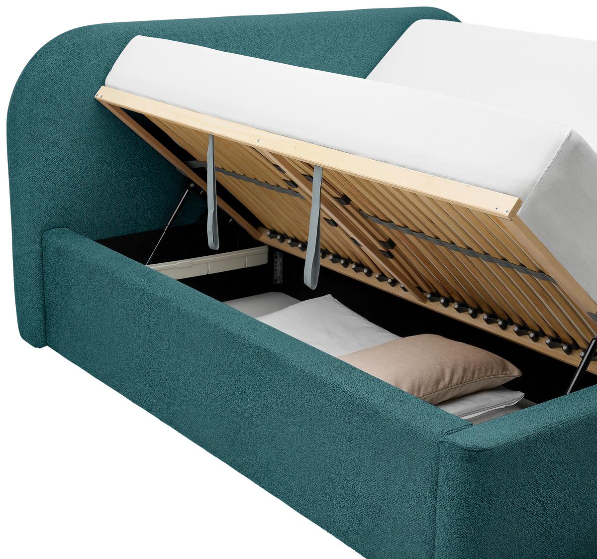 Tapecirani Krevet Bilbao Storage - boje petroleja/crna, Design, drvo/tekstil (160/200cm) - Based