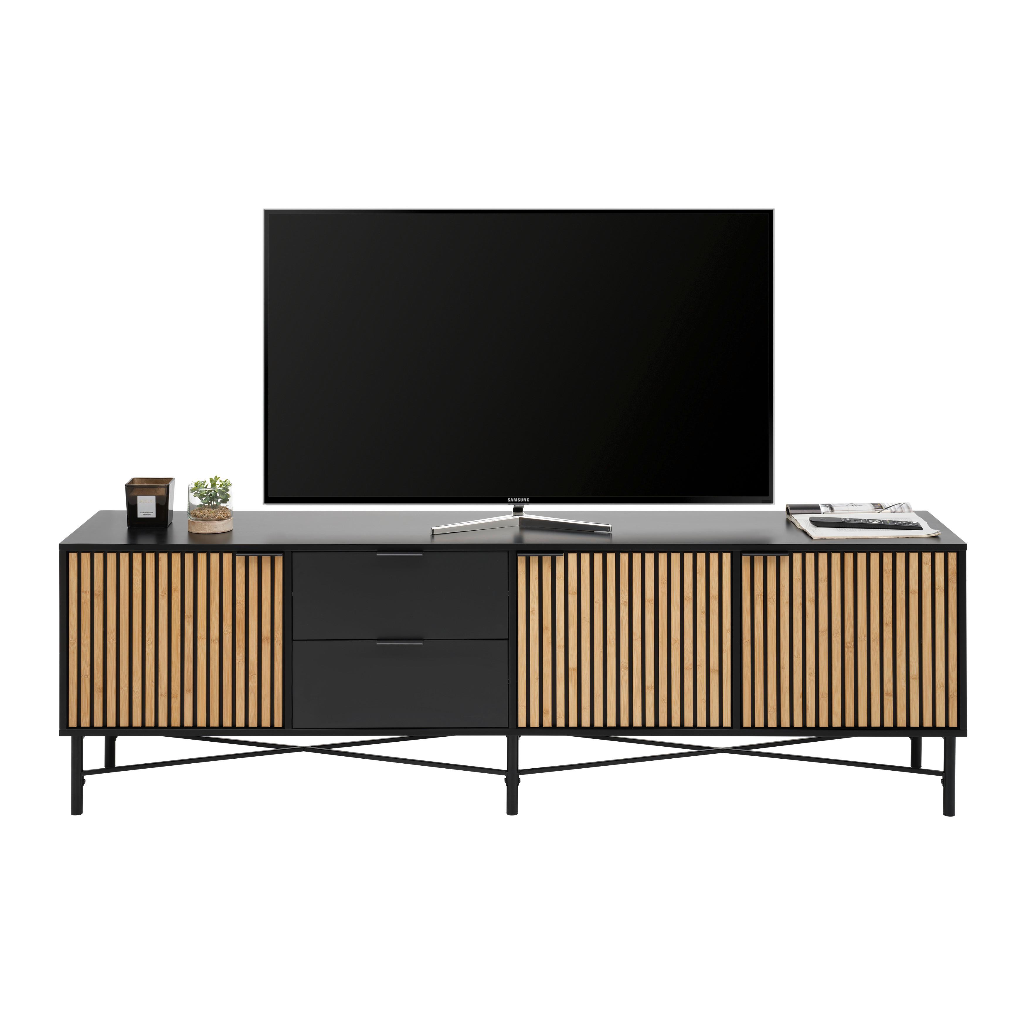 TV-BÄNK MADRID -EXKLUSIV- - svart/naturfärgad, Modern, metall/trämaterial (195/60/40cm) - Mömax