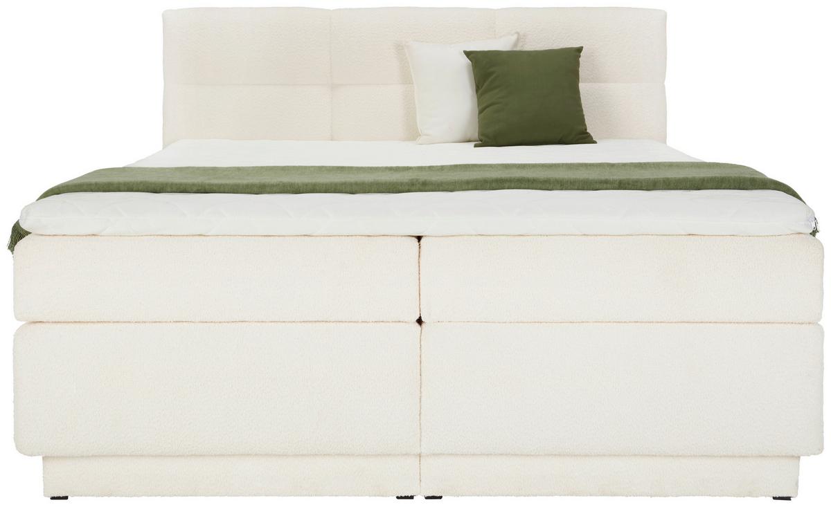 Boxspringbett in Weiss ca. 180x200cm - Weiss/Schwarz, Konventionell, Holzwerkstoff/Kunststoff (180/200cm) - Premium Living