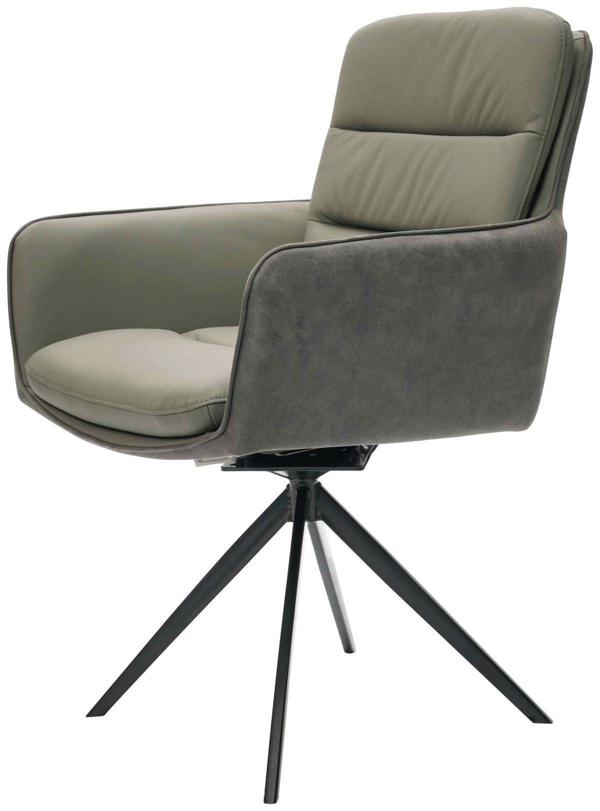 KRZESŁO Z PODŁOKIETNIKAMI MITO - antracytowy/czarny, Design, skóra/metal (58/89/67cm) - Xora