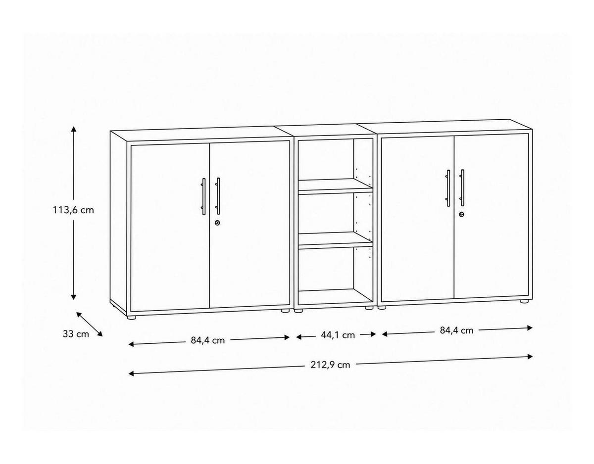 AKTENSCHRANK OFFICE EDITION - SW SET 8 - Eichefarben/Anthrazit, MODERN, Holzwerkstoff (212,9/113,6/33cm) - MID.YOU