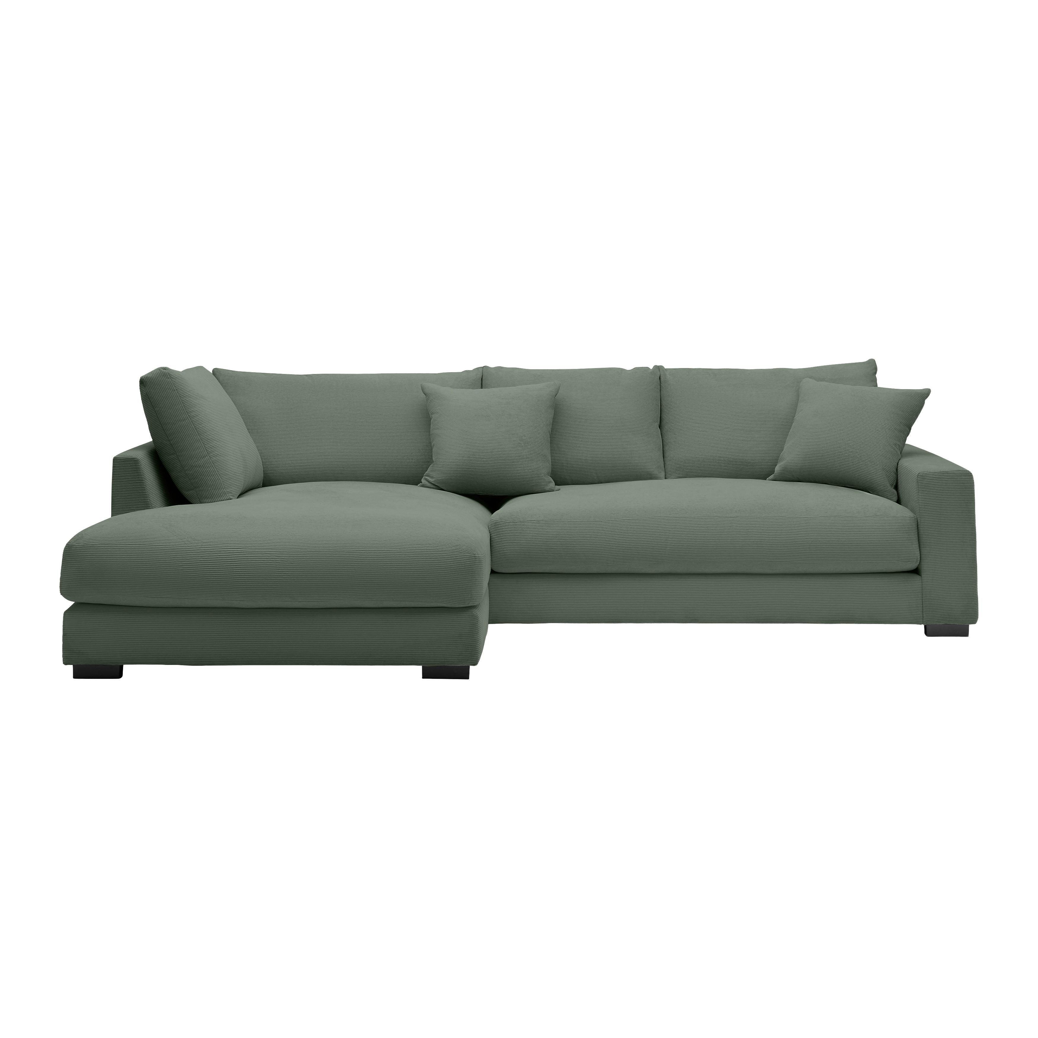 Ecksofa Pedro Hellgrün - Schwarz/Hellgrün, MODERN, Kunststoff/Textil (190/300cm) - Mömax