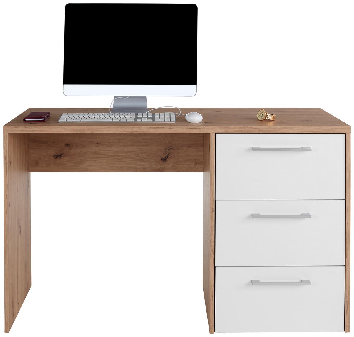 Radni Stol Box - boje hrasta/boje aluminija, Moderno, drvni materijal/plastika (123,4/73/50cm) - Modern Living