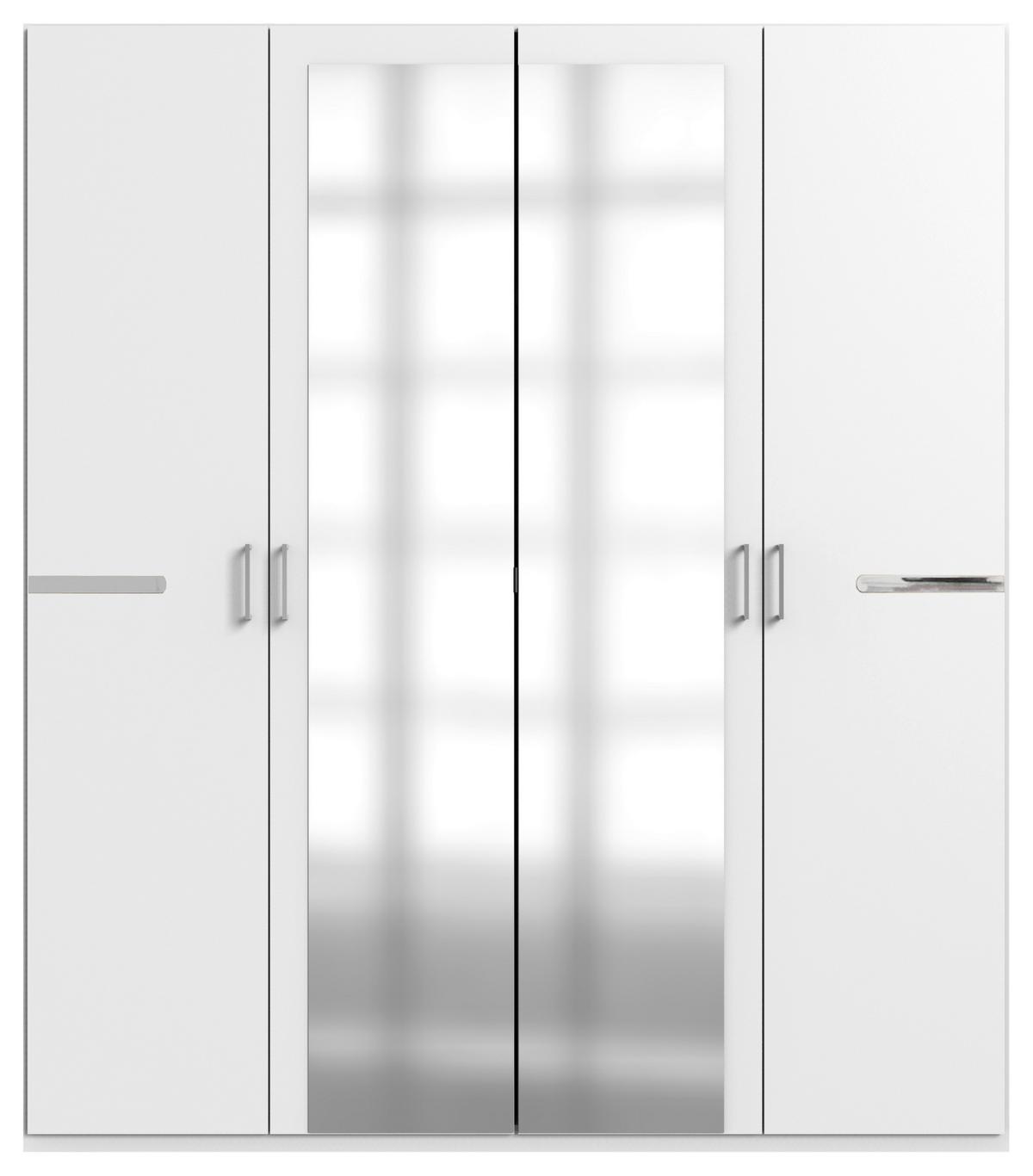 Drehtürenschrank Anna in Weiß - Chromfarben/Weiß, KONVENTIONELL, Holzwerkstoff/Kunststoff (180/210/58cm) - Based