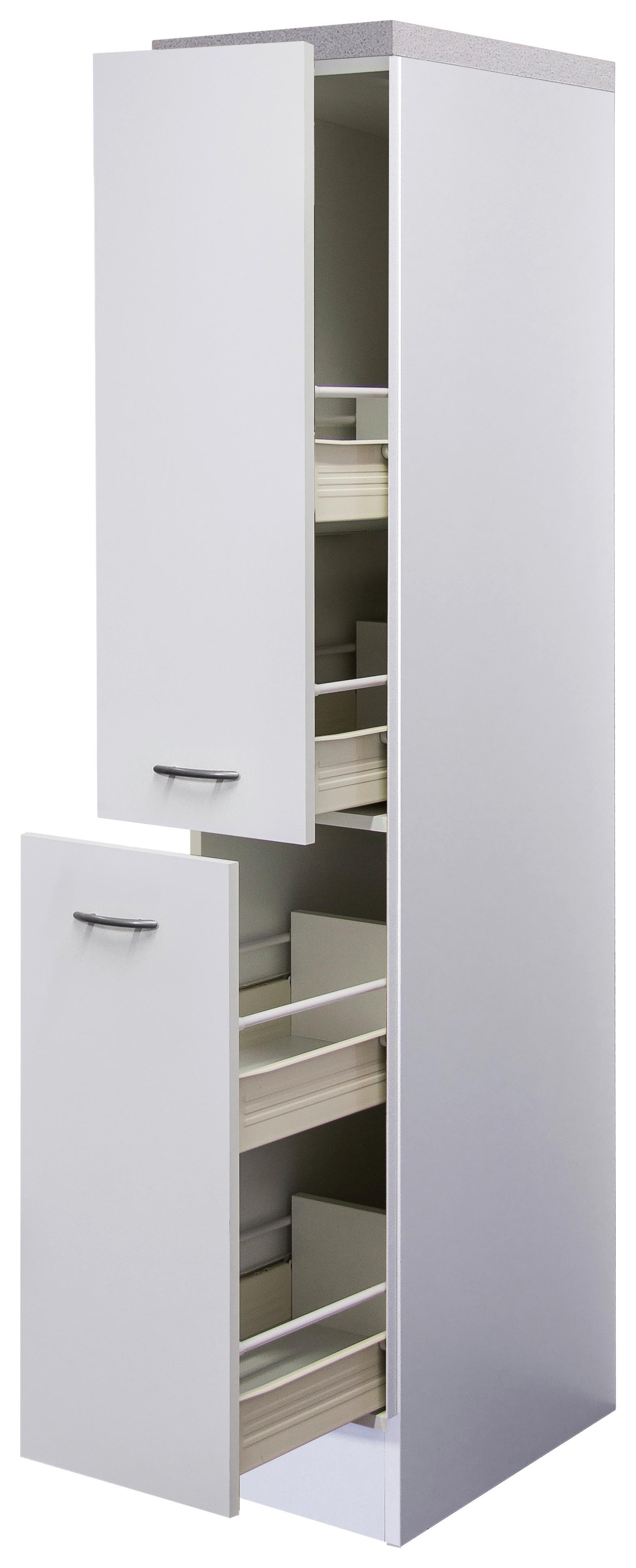 Apothekerschrank Wito ca. 30x160x60 cm Weiß - Edelstahlfarben/Weiß, KONVENTIONELL, Holzwerkstoff/Kunststoff (30/160,6/60cm) - FlexWell